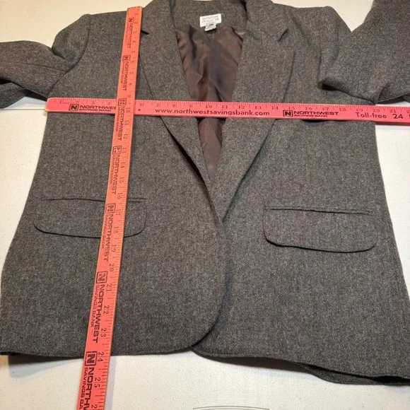 100% Pure Wool Vtg Boston Traveler Academia Gray Blazer Suit Jacket Size 5-6 USA - Picture 5 of 6